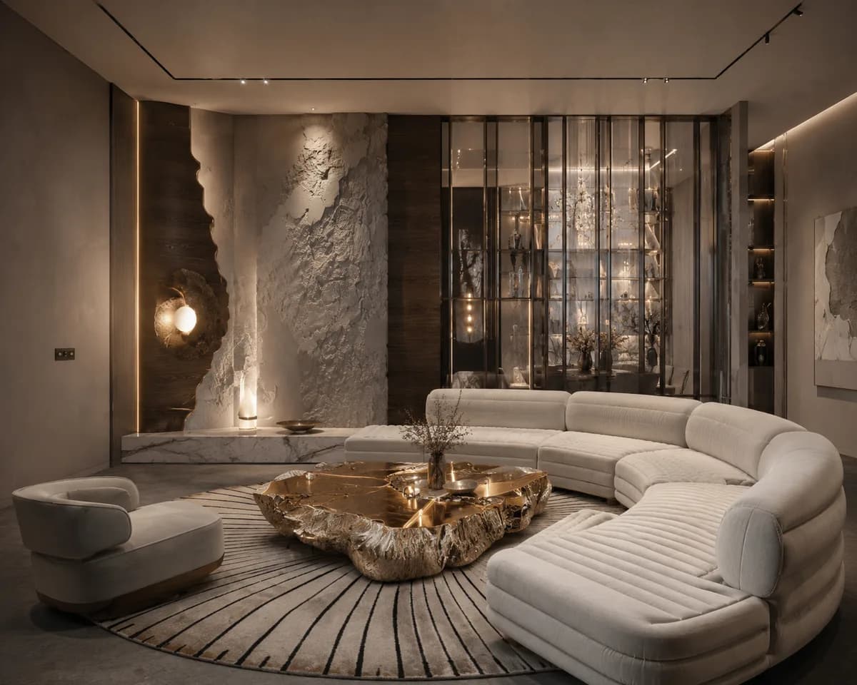 Dining in Stone: A marble table as the room's anchor